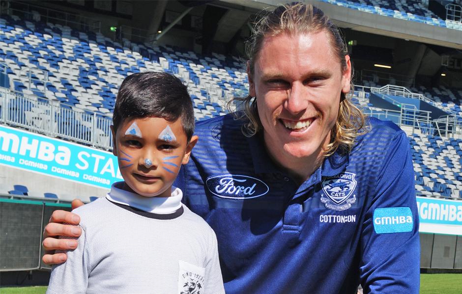 BlicavsWelcomeToGeelongArticleLead.jpg Blicavs and Henry ran new Australians through football skills. - Geelong Cats